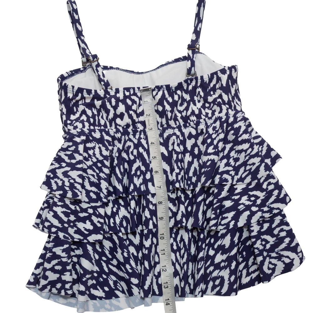 Island Escape Tankini Swim Top Womens 6 Navy White NWT Ruffle Waist Minimizer - Picture 7 of 8